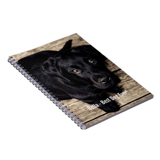 Personalisierter schwarzer Labrador-HundeFoto-und Notizblock (Rechte Seite)