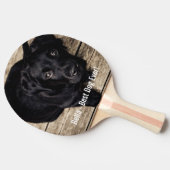 Personalisierter schwarzer Labrador-HundeFoto-und Tischtennis Schläger (Seitenansicht)