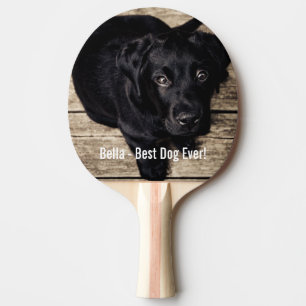 Personalisierter schwarzer Labrador-HundeFoto-und Tischtennis Schläger