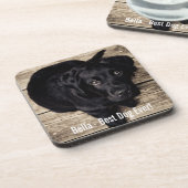 Personalisierter schwarzer Labrador-HundeFoto-und Untersetzer (Linke Seite)