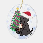 Personalisierter Schwarzer Labrador Keramik Ornament (Links)