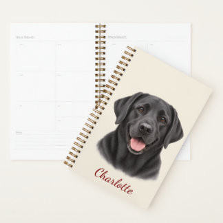 Personalisierter schwarzer Labrador Retriever mit Planer