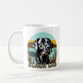 Personalisierter Schwarzer Labrador Vintager Text Kaffeetasse (Links)