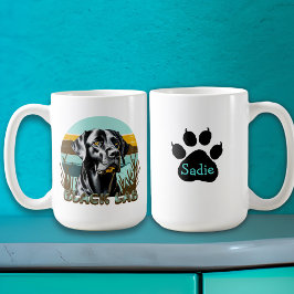 Personalisierter Schwarzer Labrador Vintager Text Kaffeetasse