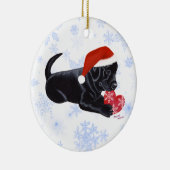 Personalisierter schwarzer Labrador-Welpen-Sankt Keramikornament (Rechts)