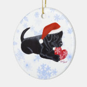Personalisierter schwarzer Labrador-Welpen-Sankt Keramikornament (Links)