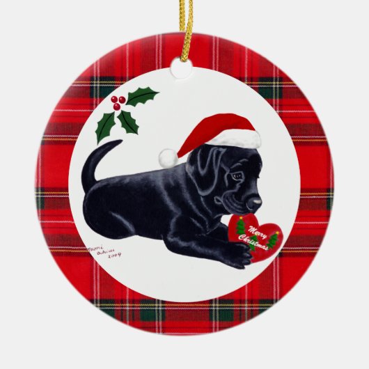 Personalisierter Schwarzer Latein Keramik Ornament (Vorne)