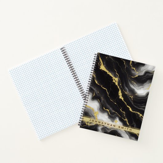 Personalisierter schwarzer Marmor Minimalistisch M Notizblock (Innenseite)