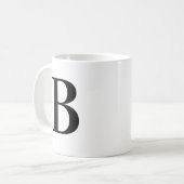 Personalisierter schwarzer Monogramm-Buchstabe B Kaffeetasse (Vorderseite Links)