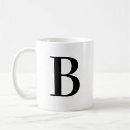 Personalisierter schwarzer Monogramm-Buchstabe B Kaffeetasse