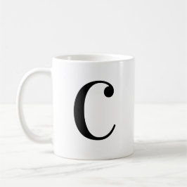 Personalisierter schwarzer Monogramm-Buchstabe C Kaffeetasse