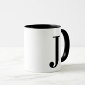 Personalisierter schwarzer Monogramm-Buchstabe J Tasse (VorderseiteRechts)