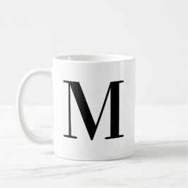Personalisierter schwarzer Monogramm-Buchstabe M Kaffeetasse