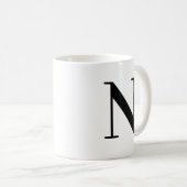 Personalisierter schwarzer Monogramm-Buchstabe N Kaffeetasse (VorderseiteRechts)