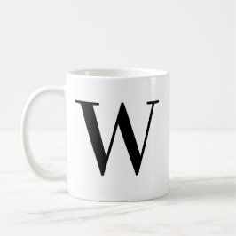 Personalisierter schwarzer Monogramm-Buchstabe W Kaffeetasse
