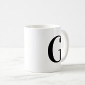 Personalisierter schwarzer Monogrammbuchstabe G Kaffeetasse (VorderseiteRechts)