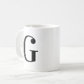 Personalisierter schwarzer Monogrammbuchstabe G Kaffeetasse (Vorderseite Links)