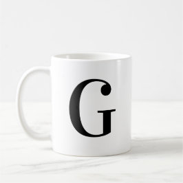 Personalisierter schwarzer Monogrammbuchstabe G Kaffeetasse