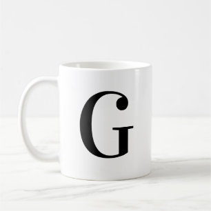 Personalisierter schwarzer Monogrammbuchstabe G Kaffeetasse