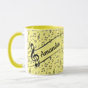 Personalisierter schwarzer Musik-Kaffeebecher Tasse