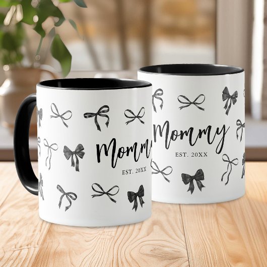 Personalisierter schwarzer Mutter-Schleife Tasse