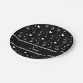 Personalisierter schwarzer Namensturm Paris Eiffel Pappteller (Schrägansicht)