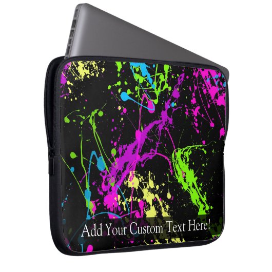 Personalisierter schwarzer/NeonSpritzer Laptopschutzhülle (Vorne Rechts)