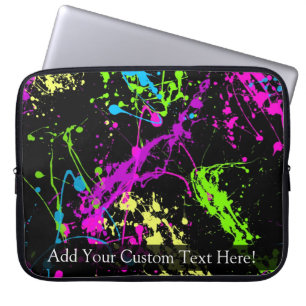Personalisierter schwarzer/NeonSpritzer Laptopschutzhülle