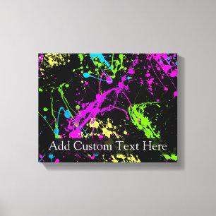 Personalisierter schwarzer/NeonSpritzer Leinwanddruck