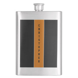 Personalisierter schwarzer Orangenstreifen Maskuli Flachmann