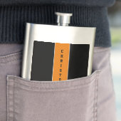 Personalisierter schwarzer Orangenstreifen Maskuli Flachmann (Beispiel)