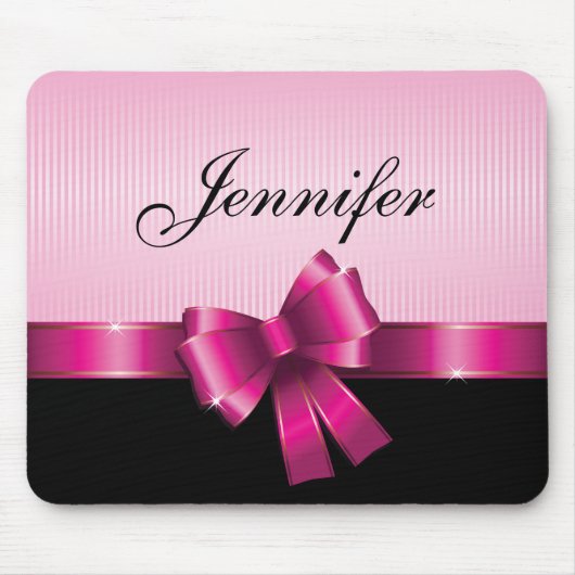 Personalisierter schwarzer PINK-GRADIENT Streifen  Mousepad (Vorne)