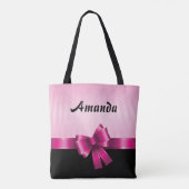 Personalisierter schwarzer PINK-GRADIENT Streifen  Tasche (Rückseite)