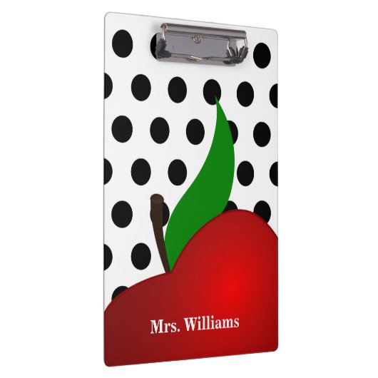 Personalisierter schwarzer Polka-Punkt-roter Klemmbrett (Rechts)