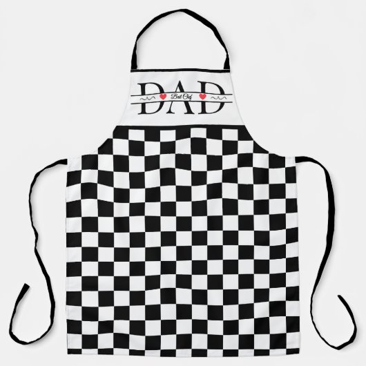 Personalisierter schwarzer Retro-Karo-Vater-Bester Schürze (Vorderseite)