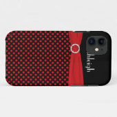 Personalisierter schwarzer, roter Polka-Punkt Case-Mate iPhone Hülle (Rückseite (Horizontal))