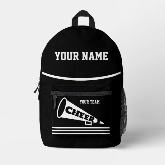 Personalisierter schwarzer Rucksack für Cheerleade (Vorderseite)
