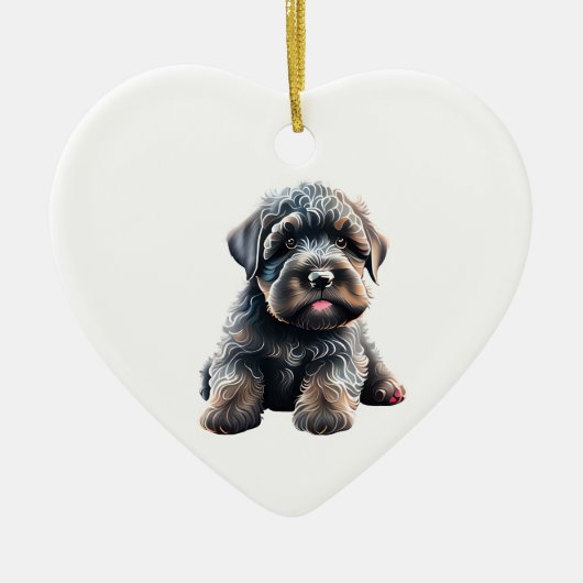 Personalisierter schwarzer russischer Terrier Welp Keramik Ornament (Vorne)