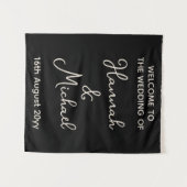 Personalisierter schwarzer Sand Herzlich willkomme Wandteppich (Vorderseite (Horizontal))