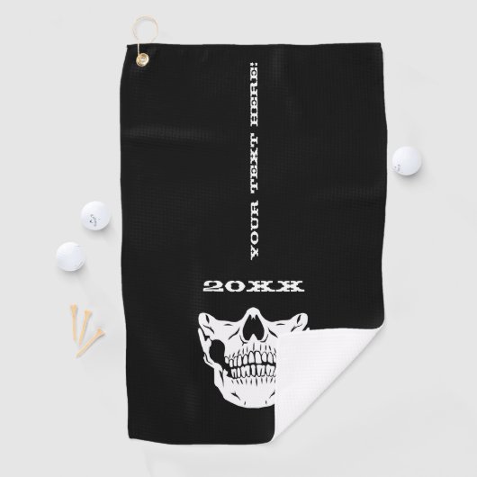 Personalisierter Schwarzer Schädel-Maskenstil Golfhandtuch (Insitu)