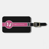 Personalisierter schwarzer Schmetterling Gepäckanhänger (Vorderseite horizontal)