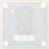 Personalisierter schwarzer Schnauzer blaue Coaster Glasuntersetzer (Rückseite)