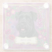 Personalisierter schwarzer Schnauzer rosa Unterset Glasuntersetzer (Rückseite)