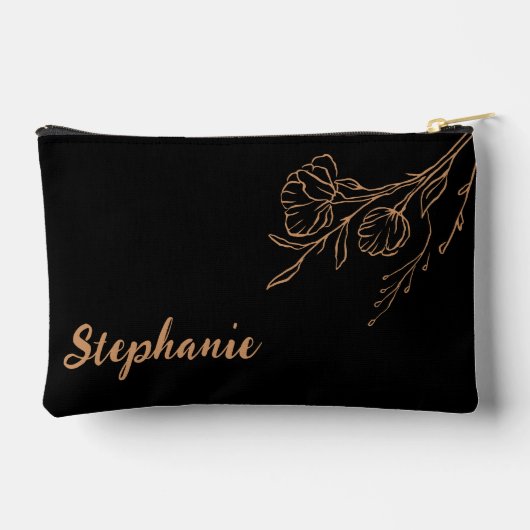 Personalisierter schwarzer Script-Name Makeup-Tasc Zubehörtasche (Rückseite)