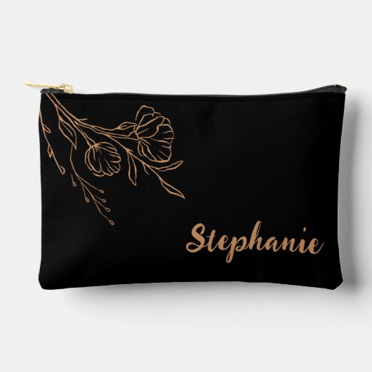 Personalisierter schwarzer Script-Name Makeup-Tasc Zubehörtasche (Vorderseite)
