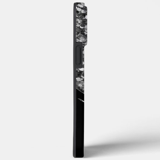 Personalisierter schwarzer Silber Glitzer Sparknam Case-Mate iPhone Hülle (Rückseite / Rechts)
