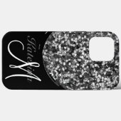 Personalisierter schwarzer Silber Glitzer Sparknam Case-Mate iPhone Hülle (Rückseite (Horizontal))