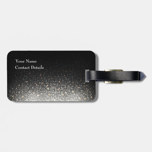 Personalisierter Schwarzer Sparkeller-Gepäckanhäng Gepäckanhänger (Rückseite horizontal)