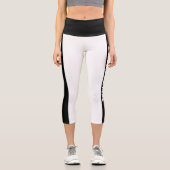 Personalisierter schwarzer Streifen Capri Leggings (Vorderseite)