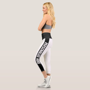 Personalisierter schwarzer Streifen Capri Leggings